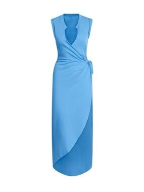 SKIMS Blue Wrap Dress skims tie dress blue 3x